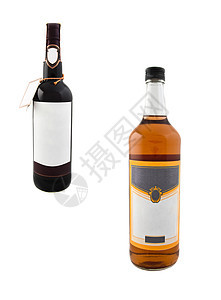 白背景中孤立的葡萄酒瓶白酒液体瓶子水晶庆典酒杯派对空白白色香味图片