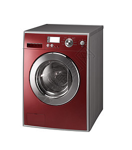 红色孤立洗衣机图片