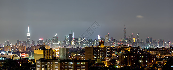 夜间曼哈顿天际城市景观市中心旅行建筑摩天大楼文明目的地背景图片