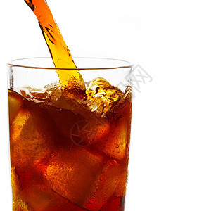 Cola正倒在白底的玻璃杯中液体饮料果汁玻璃可乐白色苏打图片