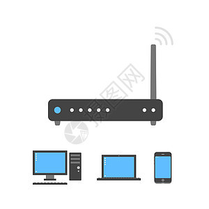 Wifi 路由器图标电脑信号宽带电子产品技术天线电话插图网络数据图片