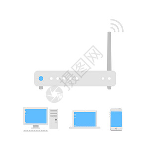 Wifi 路由器图标插图带宽中心网络局域网电话数据互联网蓝色技术图片