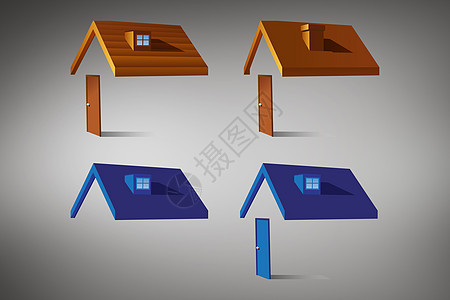 房屋结构的复合图象计算机住所房子烟囱窗户插图灰色家庭蓝色财产图片