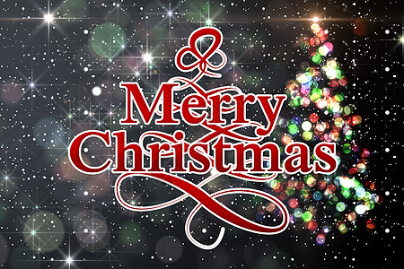 喜庆圣诞节的复合图像草书下雪计算机雪花星星绘图贺卡枞树图片