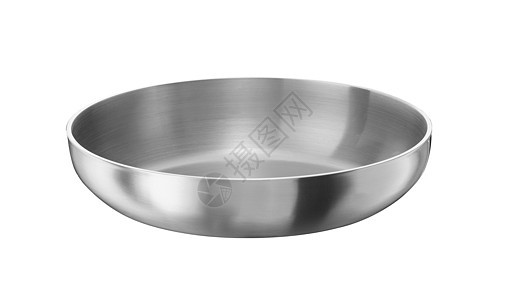 不锈钢锅没有遮盖 白底孤立于一片用具金属家庭油炸烹饪食物厨具工作室房子盘子图片