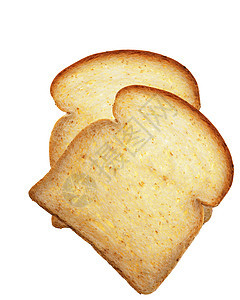 白色背景的面包片块脆皮粮食碳水工作室小麦化合物谷物面粉食物棕色图片