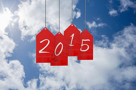 2015年红标记复合图像计算机绘图天空蓝色新年多云购物晴天阳光销售图片