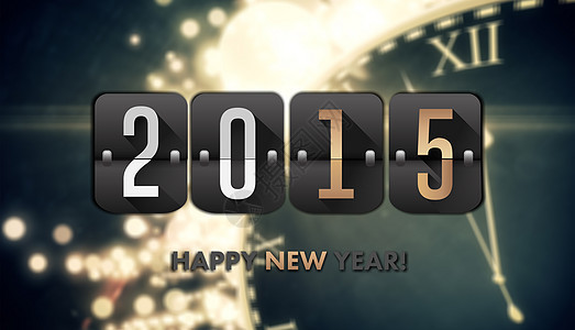 2015年复合图像数字计算机焰火日历新年倒数派对金子绘图火花背景图片