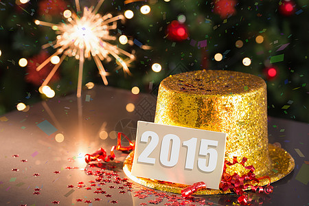 缔约方表格上20152015年卡新年活动计算机长笛卡片绘图庆典庆祝金子纸屑图片