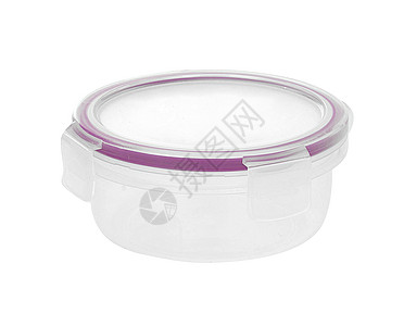圆塑料集装箱容器长方形盒子静物水平对象储物盒紫色设备白色背景图片