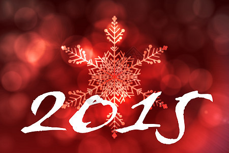 2015年复合图像雪花计算机水晶红色新年绘图背景图片