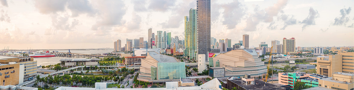 迈阿密市中心建筑学天际市中心建筑文明景观城市背景图片