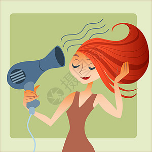 妇女头发干燥吹风机妻子浴室酒店房子女孩技术工作图片
