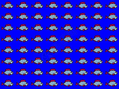 有鱼的装饰无缝无缝图案产品钓鱼食物蓝色草图渔业装饰品插图数字绘画背景图片