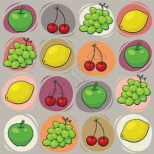 水果形态绿色蔬菜墙纸卡通片农业插图食品美食团体柠檬背景图片