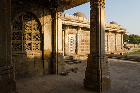 Ahmedabad的清真寺地标废墟文化小路古董考古学精神房间岩石楼梯图片