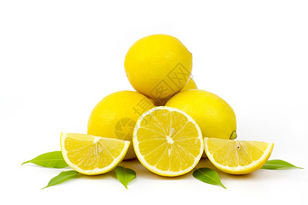 新鲜柠檬黄色香橼食物种子甜点果汁白色叶子饮食水果图片