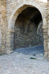 拱形城堡古董入口走廊建筑石头框架太阳旅行历史建筑物图片