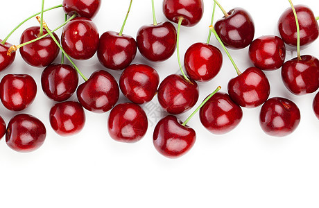 甜樱桃 孤立在白色背景上绿色浆果食物红色黑色水果饮食果汁甜点图片