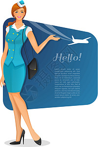 穿空姐制服的女孩微笑成人女性假期工人商业女士卡通片工作旅游图片