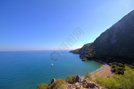 Olimpos 地中海和山区 土耳其安塔利亚海岸国家假期蓝色旅游支撑植物嵌合体旅行石头图片