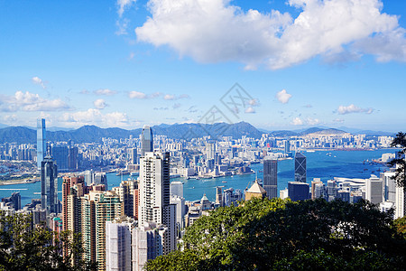 香港市日垃圾天际港口城市海洋建筑旅游帆船血管观光图片