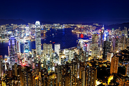 香港之夜市中心场景烟雾地标旅行天际目的地办公商业顶峰图片