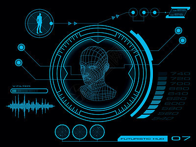 未来用户界面 HUD展示电子蓝色技术屏幕游戏行星圆圈高科技墙纸图片
