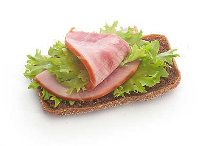 三明治加火腿美味绿色肉制品面包食物图片
