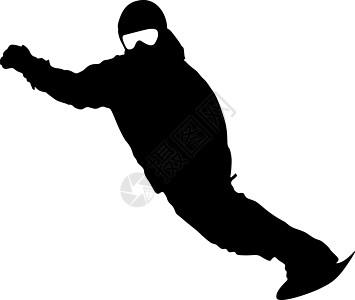 白色背景的黑色双影雪车 矢量误判滑雪者下坡插图绘画乐趣男性单板运动飞行竞赛图片