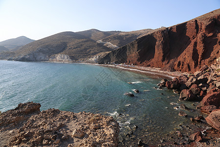 红滩圣托里尼旅行土地火山口火山旅游海景岩石海岸悬崖海滩图片