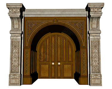 宫门入口  3D木头插图建筑学故事大厅白色皇家建筑大理石童话图片