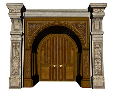 宫门入口  3D木头插图建筑学故事大厅白色皇家建筑大理石童话图片