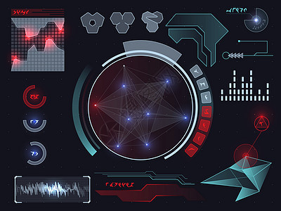 未来用户界面 HUD展示控制板扫描蓝色高科技技术图表互联网雷达墙纸图片