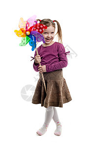 女孩带着色彩多彩的风车 与世隔绝图片