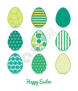由九个彩色复活节鸡蛋c组成的矢量抽象绿色圆环背景图片