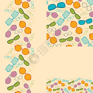 一套彩色太阳镜无缝的图案和边框图片