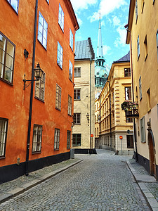 斯德哥尔摩老城中心的多彩建筑群图片
