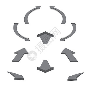 箭头图标集成 白色背景光标按钮插图黑色顺时针指针分歧划分网络图片