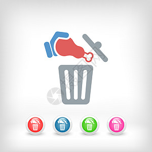 食品垃圾废食图标殴打篮子垃圾箱冰淇淋回收剩菜行动剩饭插图生态图片