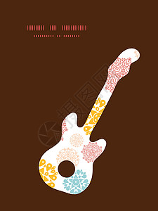 矢量抽象装饰圆环 恒星吉他吉他 音乐双光影图案框架图片