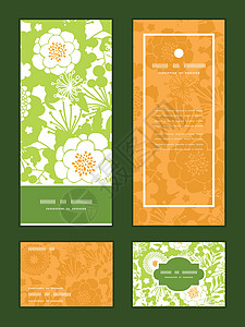 矢量绿色和金色花园光影 垂直框架模式邀请式请柬 RSVP和感谢卡片艺术玫瑰感激菜单纺织品公告回复小册子订婚植物群图片