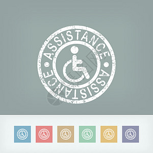 残疾人援助邮票图标标志人士保健残障圆圈障碍安全程式化按钮保险病人图片