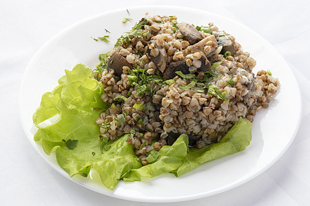 巴克麦粥蘑菇食物小菜烹饪盘子沙拉稀饭图片