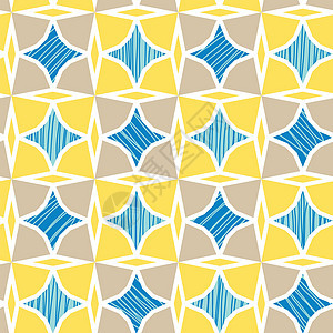 蓝和黄色大理球和黄大理石质条纹瓷砖无缝图案背景图片