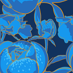 无缝花岗背景 含青皮植物群植物艺术牡丹花束绘画艺术品装饰品花瓣叶子图片