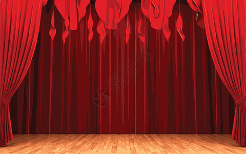 红天鹅绒幕帘打开场景推介会手势剧院歌词红色剧场布料观众织物行动图片