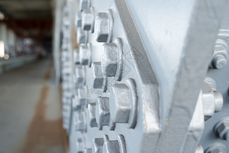 灰色油漆的六边形螺头工业材料坚果螺纹紧固件安装螺栓控制板银色金属图片