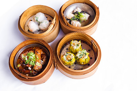 竹蒸碗中各种杂金饺子面团蔬菜海鲜手工螃蟹餐厅猪肉厨房蒸汽图片