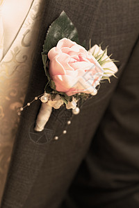 穿着结婚夹克的男人燕尾服已婚按钮衬衫婚礼衣领套装棕褐色胸花外套图片